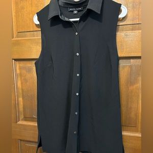 Black Sleeveless Button Up Blouse